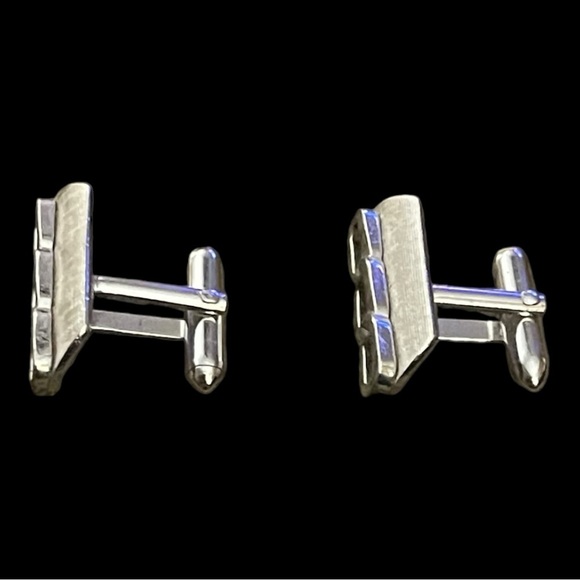 Vintage Mens Silver Metal Swank Cufflinks Oval Link Tubular Oval Links Classic - Picture 2 of 6